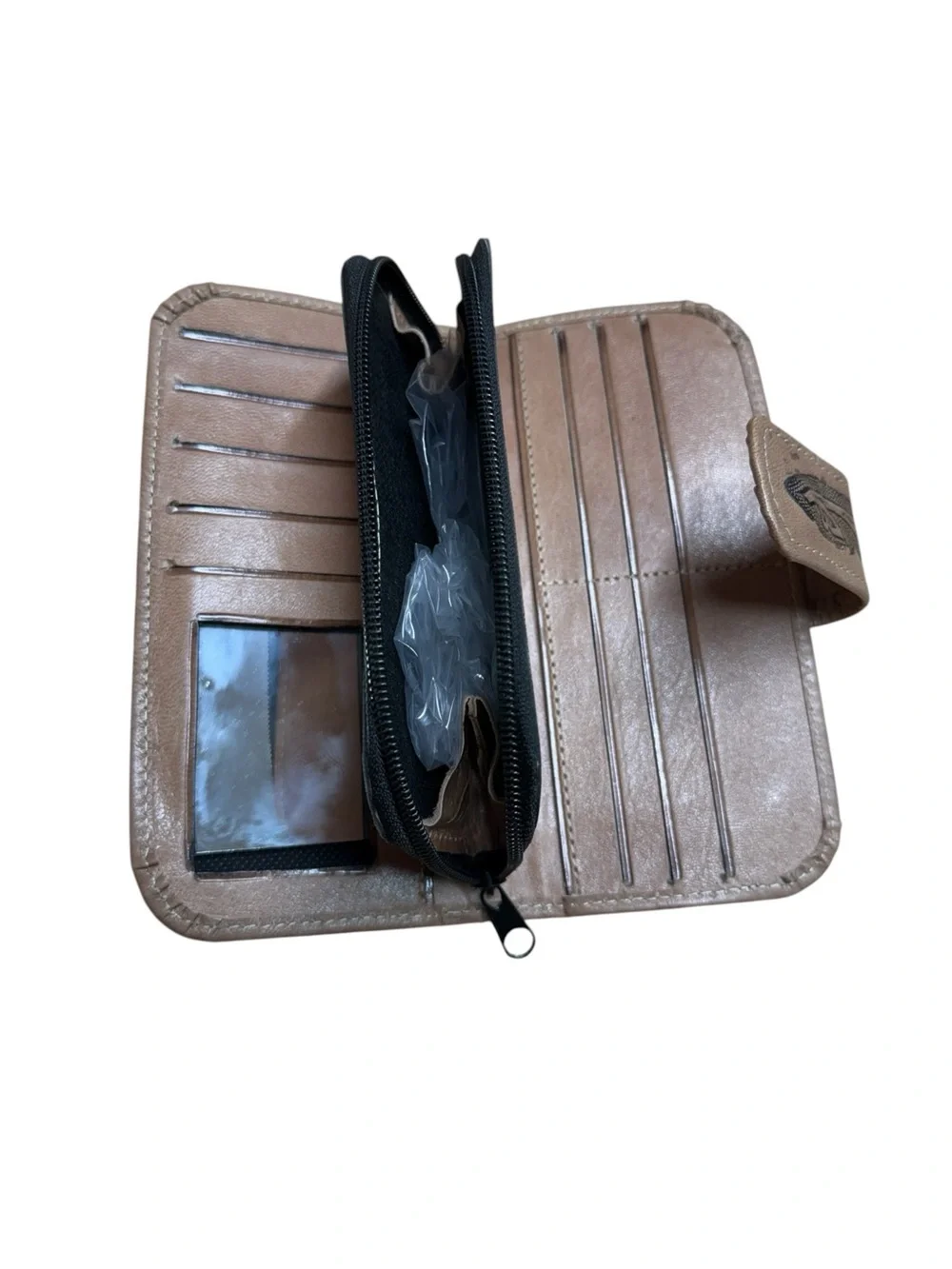 Mexican leather embossed wallet Cream